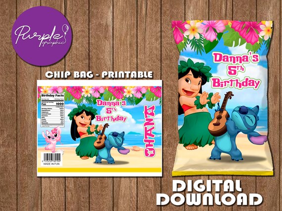 Labels for Lilo and Stitch Party Pack - Chip Bag - Favor Bag - Juice  - DIGITAL DOWNLOAD