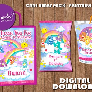 Labels for Care Bears Party Pack - Chip Bag - Favor Bag - Juice  - DIGITAL DOWNLOAD