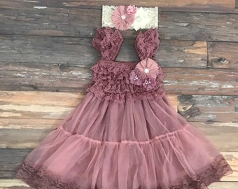 dusty rose toddler dress