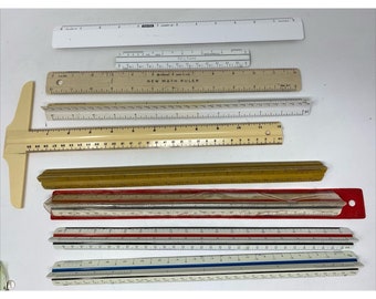 Lot 9 Vintage Architect Engineer Scale Triangular Rulers Staedtler Alvin