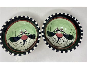 SWAK de Lynda Corneille Clancy Cat, juego de 2 cuencos para servir verduras, firmados, 21 cm (8,25 pulgadas)
