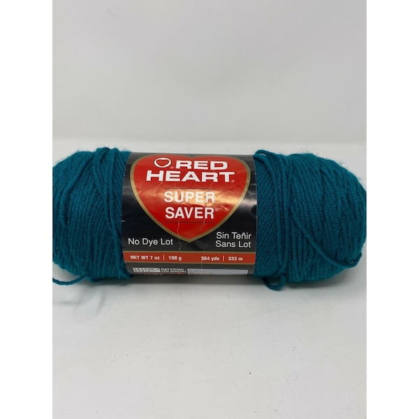 Red Heart Super Saver Real Teal Yarn Color 0656 4 Ply Acrylic 7 oz.