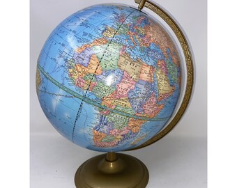 Vintage Crams Imperial 12" World Globe USSR Burma Yugoslavia On Metal Stand