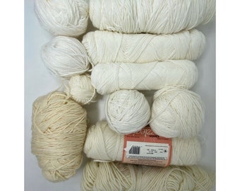 Mixed Lot Assorted White and Beige Yarn 1 lb. 12 oz.