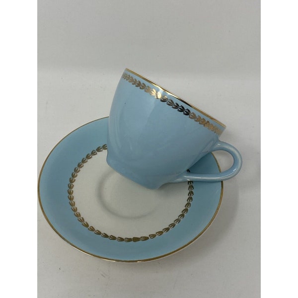 Vintage Demi Tasse Cup Saucer Lord Nelson Ware England Blue White Gold Elijah Ltd