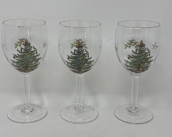 Winter Tree Design Stemmed Wine Glasses Set Of 2, 17.5oz Elegant Red Green Yellow Silver Drinkware, Decorative Glassware For Party Wedding Entertaining Table Display - View #10