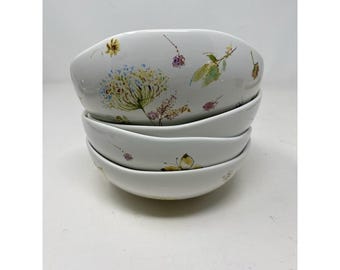 222 Fifth Butterfly Fantasy Set of 4 Soup Cereal Bowls 7925352