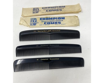 Set Of 3 Vintage Champion Hard Rubber Combs Black # 101, 14, And 15 Germany NEW