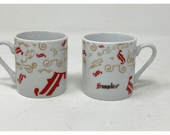 Set Of 2 Frangelico Espresso Cappuccino Cups Mini Mugs White Red Gold