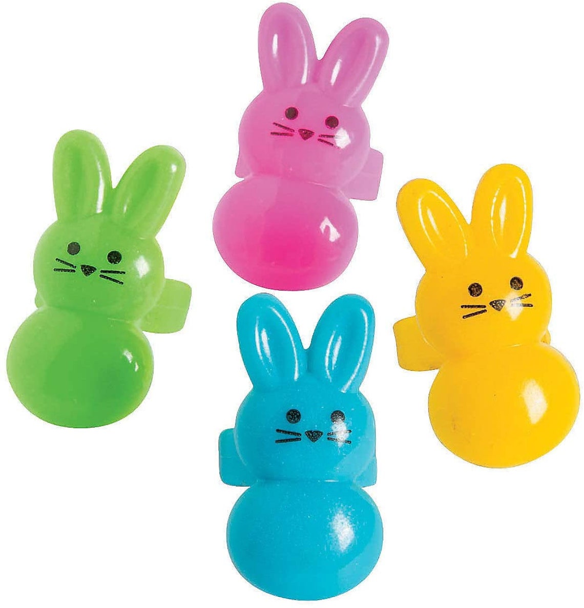 24 Colorful Plastic Easter Bunny Rings Egg Hunt Basket Filler Etsy