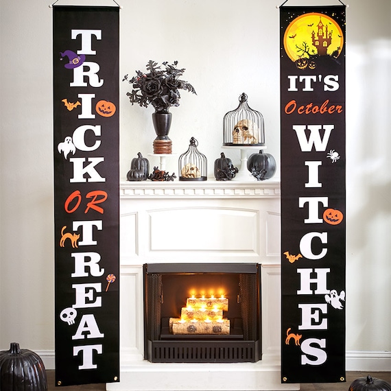 Set of 2 6ft. Door Banners Halloween Party Decorations Trick | Etsy