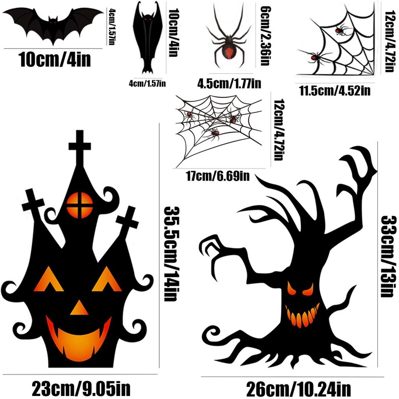 200pc Halloween Window Clings Double Sided Spooky Removable Etsy