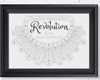 RBG Blackwork Embroidery patterns May Her Memory be a Revolution and Dissent PDF ONLY