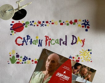 Captain Picard Day PDF Digital Only Pattern Cross Stitch Star Trek