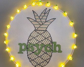 Psych Pineapple Blackwork Embroidery Cross Stitch Pattern PDF ONLY