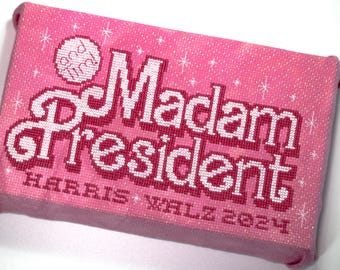 Madam Präsident und Tim Kreuzstichmuster PDF NUR Blackwork inspiriert Barbiecore