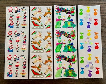 Sandylion Sticker Strips YOU CHOOSE Christmas Elves Raindeer Christmas Dinos Singing Dinosaurs Music Notes