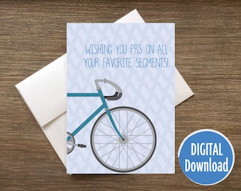 Wishing You PRs on all Your Favorite Segments, birthday card, downloadable card, for runners, strava, envelope template included