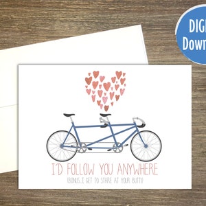Ti seguirei ovunque, Bonus... posso fissarti il sedere!, anniversario curato, carta scaricabile, modello di busta, per ciclisti