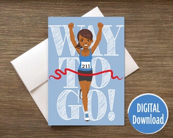 Way to Go! Downloadable Congratulations Runner Card (blond, Shoulder ...