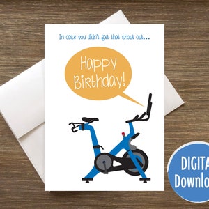 Birthday Shout Out, Karte zum Herunterladen, Ergometer, Umschlagvorlage enthalten