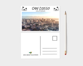 San Diego Post Card, 5.5x4.25, California Coast, Travel Souvenir, Downtown Coast, Gift Shop, Gift Idea, Mail Gift