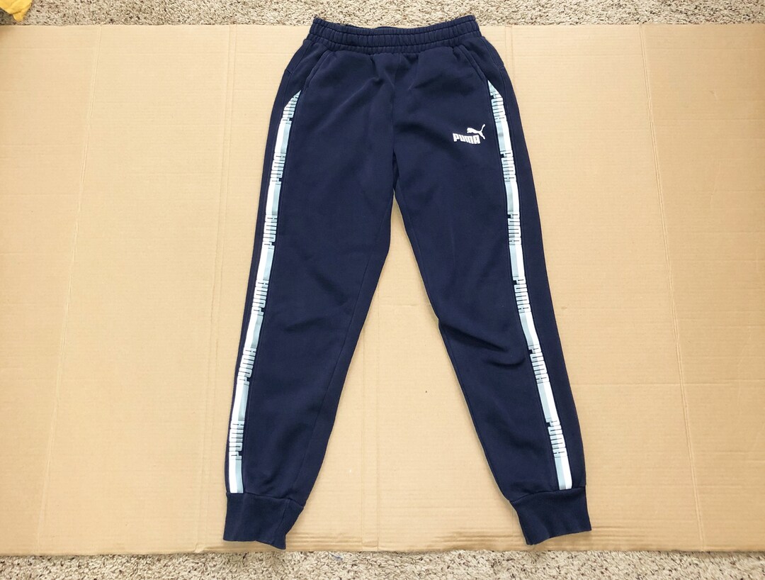 Buy Vintage PUMA Navy Blue Puma Border Joggers Size Small Online