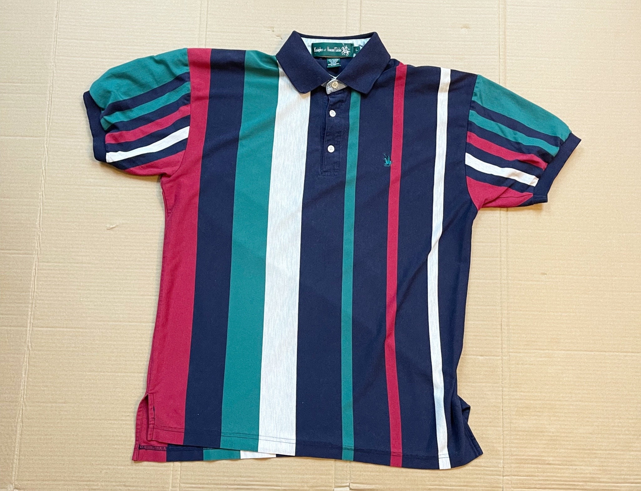Vintage Knights of Round Table Striped Polo Shirt Size Large - Etsy