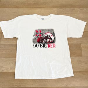 Vintage Heavy Cotton Go Big Red Nebraska Cornhuskers Graphic Shirt size XL