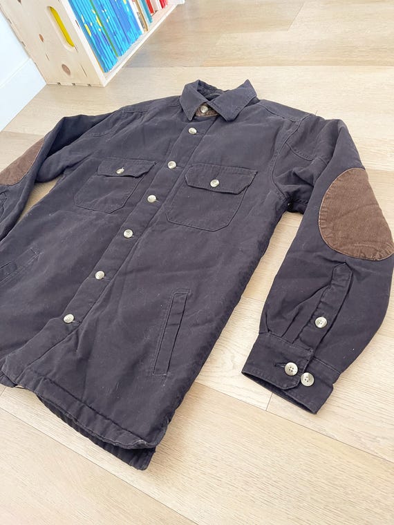 Vintage Basic Editions Padded Black Button Up Lon… - image 2