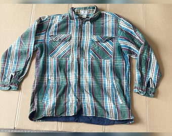 Vintage Gianmacro Vitali Plaid Flannel Thick Button Up Long Sleeve Shirt size XL