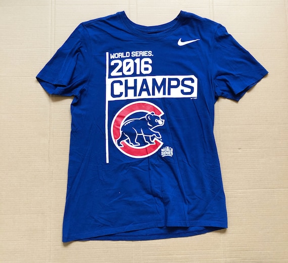 Majestic Chicago Cubs 2016 World Series Champions Black Graphic T-Shirt  Large