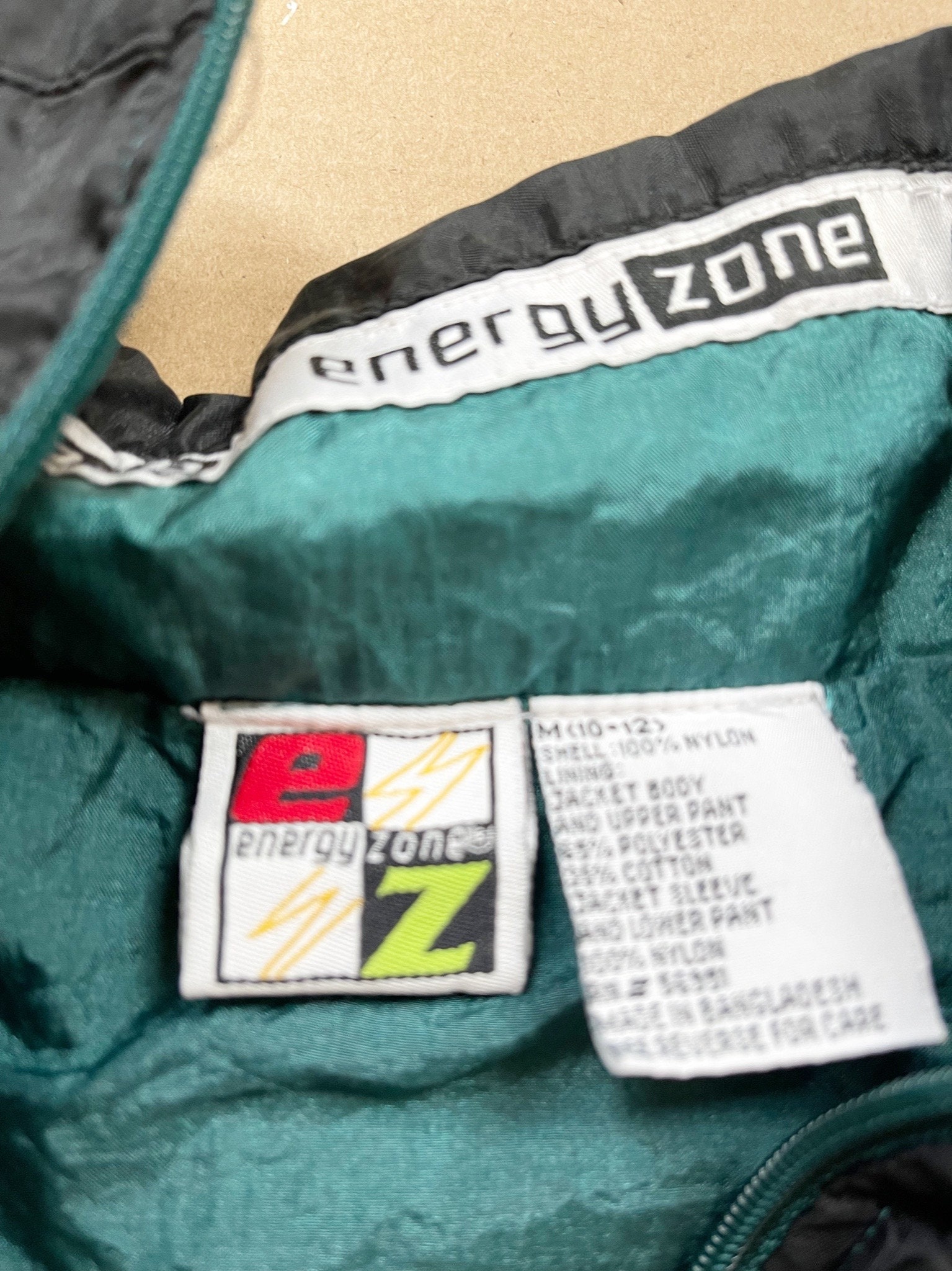 Vintage Distressed Energy Zone Windbreaker Color Block Jacket Size