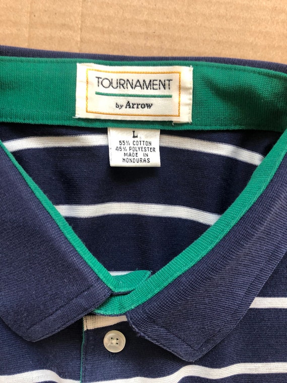 Vintage Tournament by Arrow Striped Polo Shirt si… - image 2
