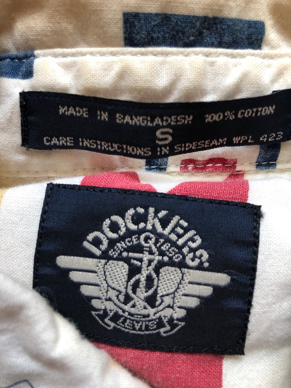 Vintage Multi Patterned Dockers Button Up Collare… - image 2