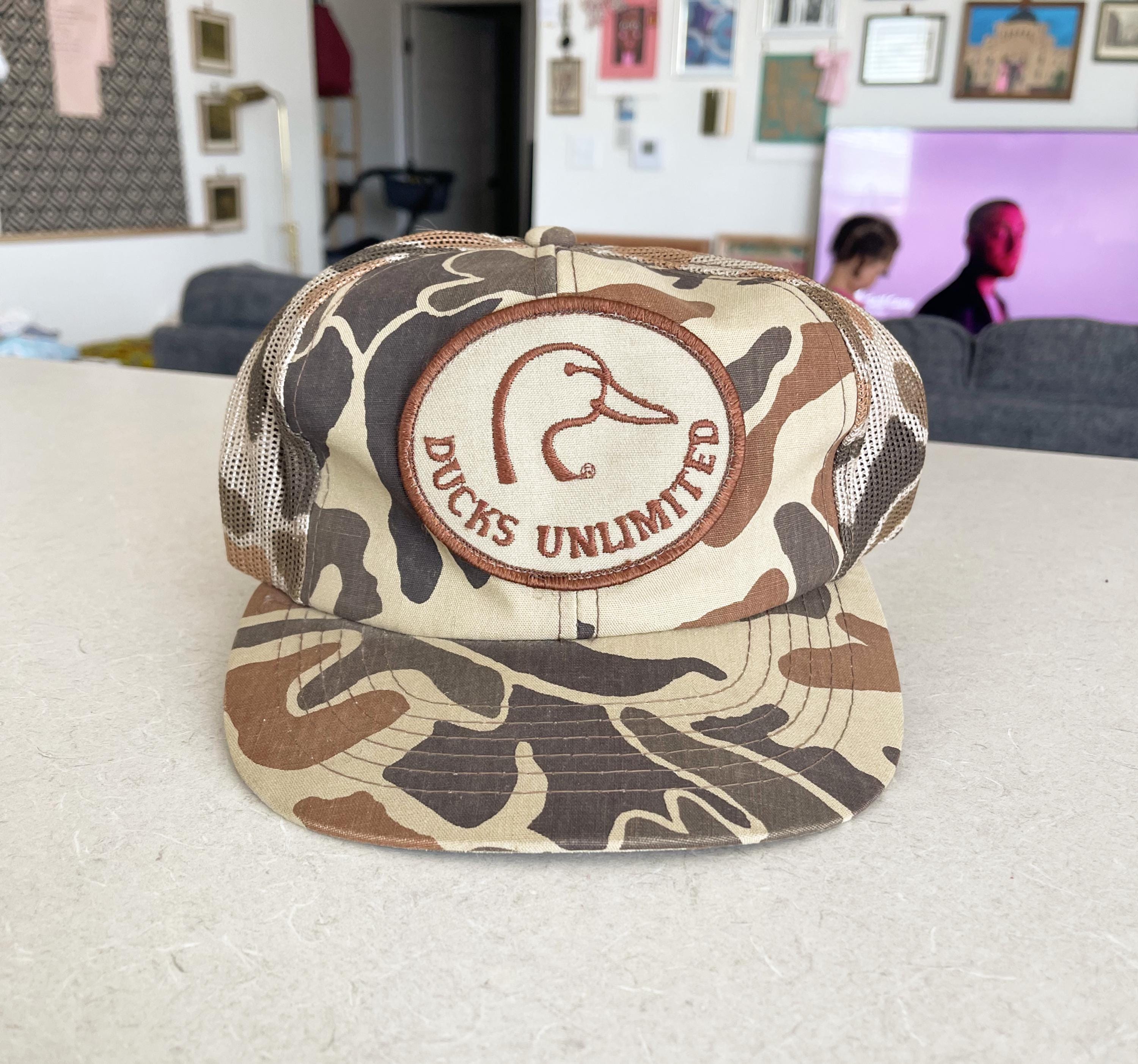 Vintage Ducks Unlimited Stitched Camouflage Trucker Snapback Hat