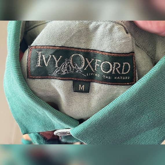 Vintage Ivy Oxford Striped Polo Shirt size Medium - image 2