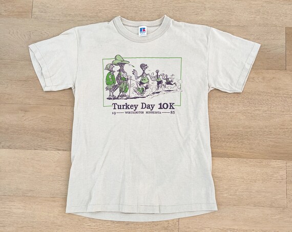 Vintage 1985 Russell Athletic Turkey Day 10K Worthington, MN Shirt 