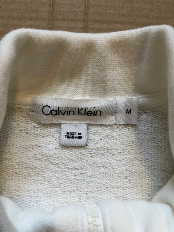 Vintage Calvin Klein Full Zip White Jacket Sweate… - image 2