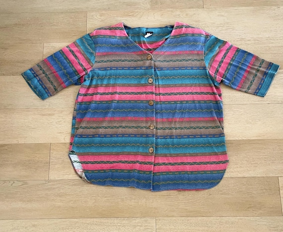 Vintage Basic Editions Abstract Striped Rainbow F… - image 1