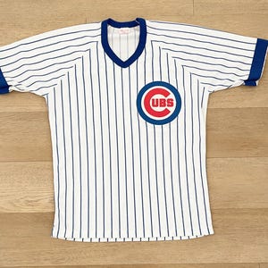 Vintage Rawlings Pin Stripes Chicago Cubs Jersey Shirt size Large (Youth)