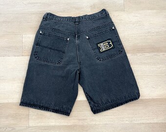 Vintage Boss Embroidered Striped Logo Black Jean Short Size Vintage Boss Embroidered Striped Logo Black Jean Short Size