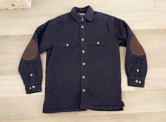 Vintage Basic Editions Padded Black Button Up Lon… - image 1