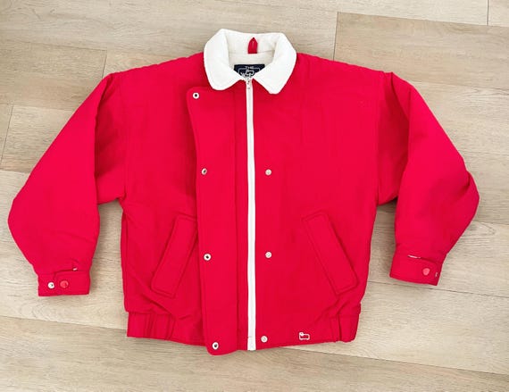 Vintage Woolrich Woman Red Shell Full Zip and But… - image 2