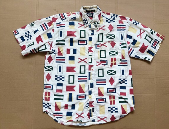 Vintage Multi Patterned Dockers Button Up Collare… - image 1
