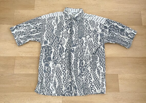 Vintage Gitano Multi Pattern Abstract Button Up S… - image 1