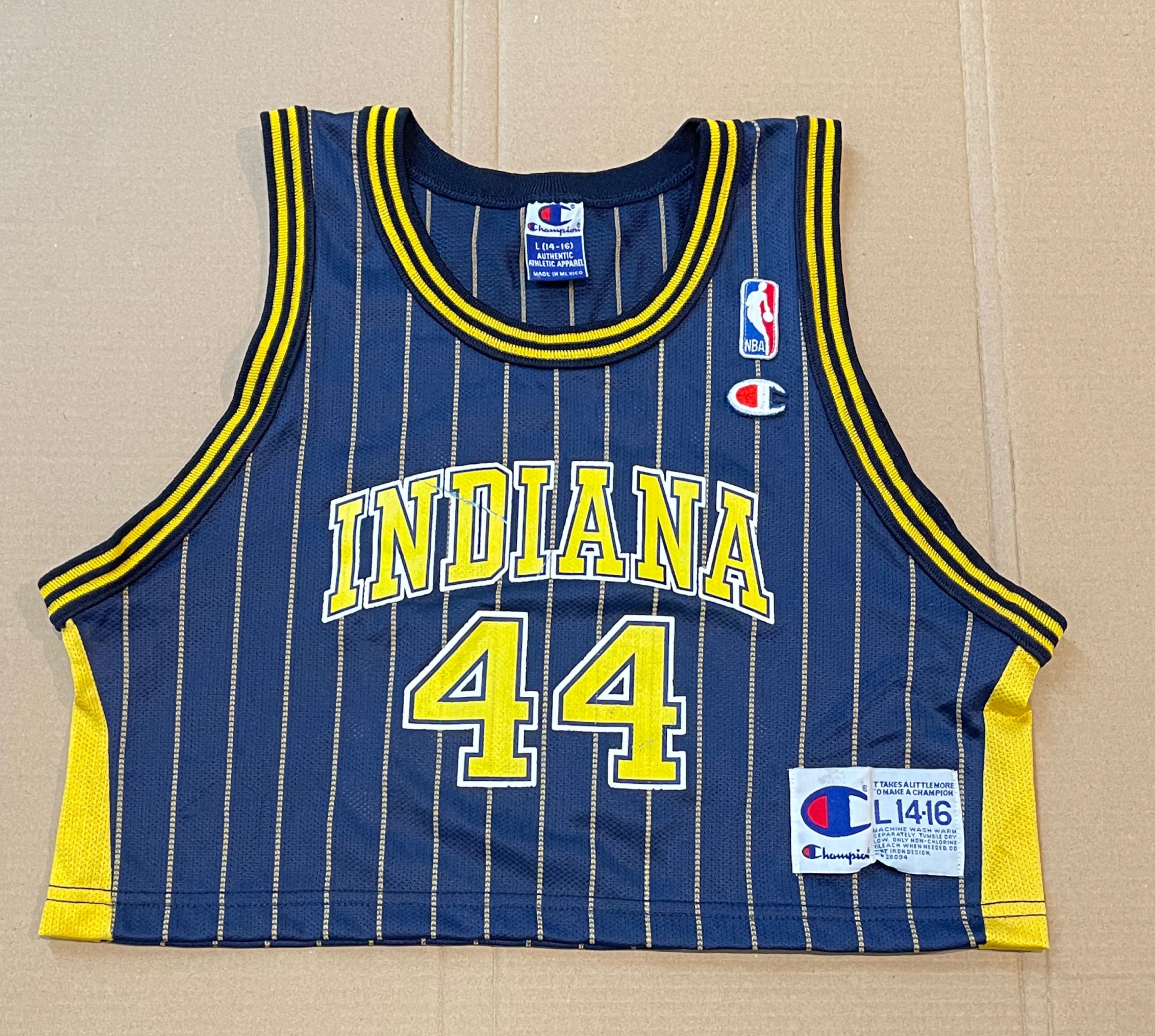 clothingMyVintage Upcycle Crop Top Champion Austin Croshere Indiana Pacers Jersey Size Youth Large