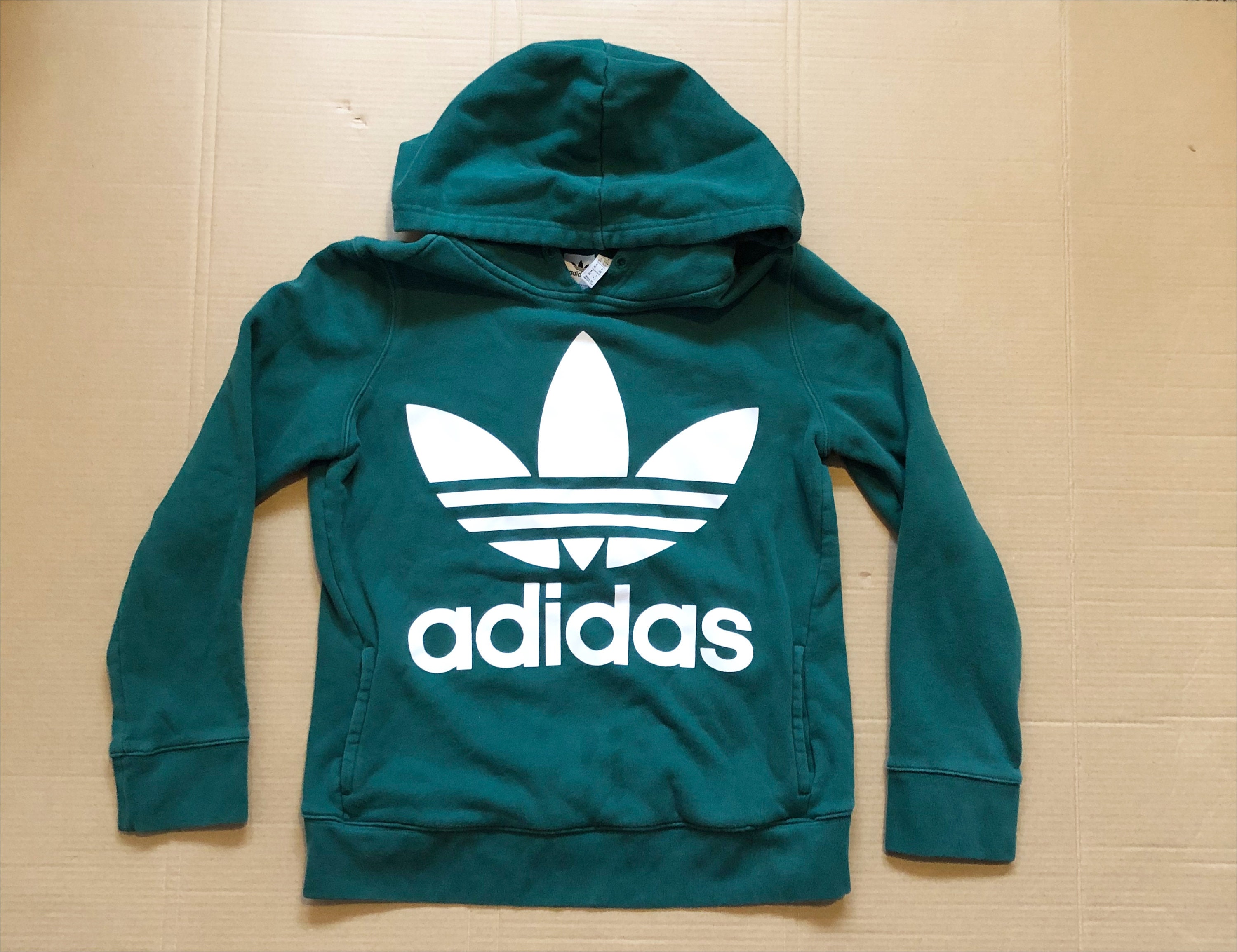 Vintage Adidas Hoodie Green Pockets Sweater size Small | Etsy
