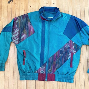 Vintage Winterset Abstract Color Block Windbreaker Jacket size Medium