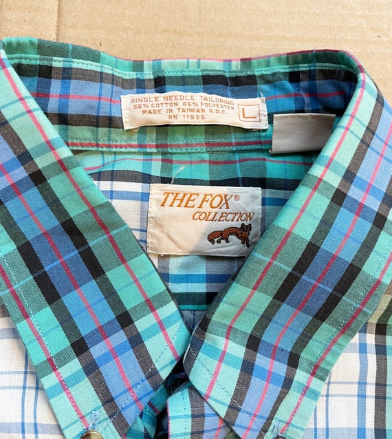 Vintage 1980s Fox Collection JC Penney Plaid Button U… Gem